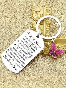 來自侄女的不鏽鋼鑰匙扣,最好的阿姨永遠禮物,母親節聖誕節禮物 - 銀色 - 查看 3