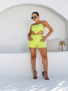 Women Two-piece Outfits - Màu xanh chanh - Xem 2