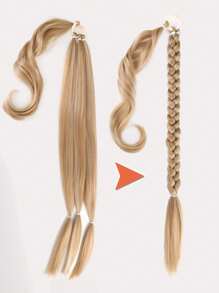 Long Braided Ponytail Extension 30 inch Golden Wrap Around Hair Extensions Ponytail Natural Soft Synthetic Hair Piece for Women