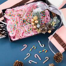 100 件圣诞拐杖糖装饰物，彩色聚合物粘土拐杖糖饰品，无孔迷你拐杖糖，DIY 工艺品用品，适用于节日、情人节、派对、珠宝制作 - 4 种颜色 - 彩色 - 查看 5