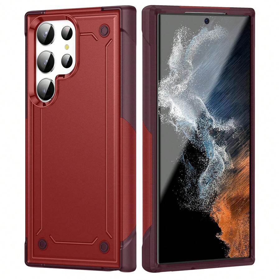 精緻豪華的防震手機殼,適用於三星galaxy S23 Ultra/s23 Plus/s23fe/s23/a53 5g/a33 5g/s22+ 5g/s21 Plus (5g)/a12 Nacho/m12/s22 5g - 重型防摔殼 - 紅色 - 查看 1