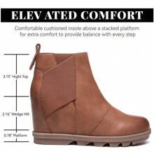 Women'S Wedge Boots Comfortable Ankle Wedge Booties - Brown - View 2