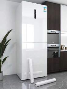 1 Rollo de película protectora autoadhesiva blanca para refrigerador, impermeable, resistente a los arañazos y a las manchas de grasa, apta para refrigeradores de una o dos puertas, congeladores, gabinetes de cocina, aire acondicionado, lavadoras. Se puede usar para decorar y cambiar de color, pegatinas, vinilos decorativos para el hogar, artículos de decoración de primavera para refrescar tu hogar, pegatinas de decoración Rama, regalos de cumpleaños y graduación - Blanco - Ver 1