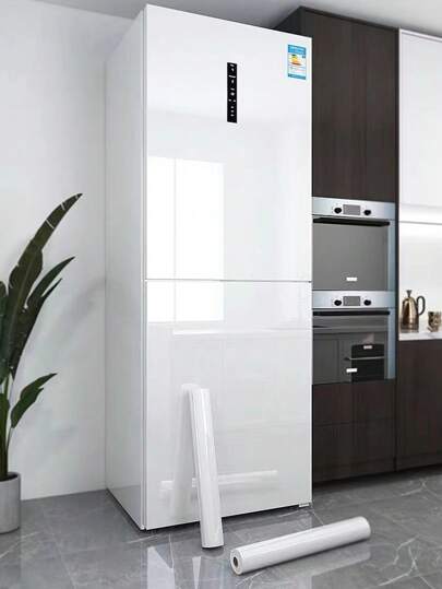 1 Roll White Self-Adhesive Protective Film For Refrigerator, Waterproof, Scrach-Proof, Oil-Proof, Suitable For Single/Double Door Fridge, Freezer, Kitchen Cabinet, Air Conditioner, Washing Machine, Can Be Used For Decorating And Changing Colors, Stickers, Wall Decal, Vinyl Decal For Home Decorations, Spring Decoration Items Refresh Your Home, Rama Decoration Stickers Gifts Birthday Graduation