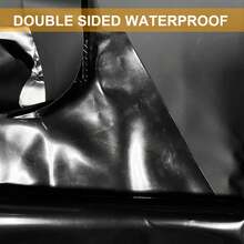 1pc Medium Length Thickened Apron Waterproof PU Leather Dirt Resistant Oil Resistant Long Sleeved Apron - Black - View 7