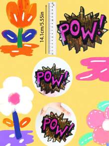 2pcs Letter Graphic Sequin Iron-on Patch, Creative Polyester Sewing Patch For DIY