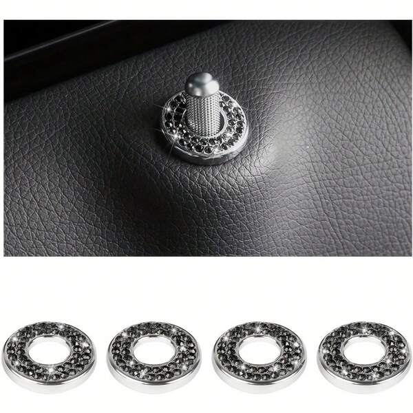Bling Inner Car Door Lock Cover Stickers, Rhinestones Pull Rod Bolt Decorations, Crystal Auto Decals For Women Girls