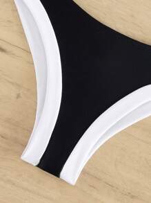 Conjunto de bikini de verano con combinación de blanco y negro para mujer - Blanco y Negro - Ver 6