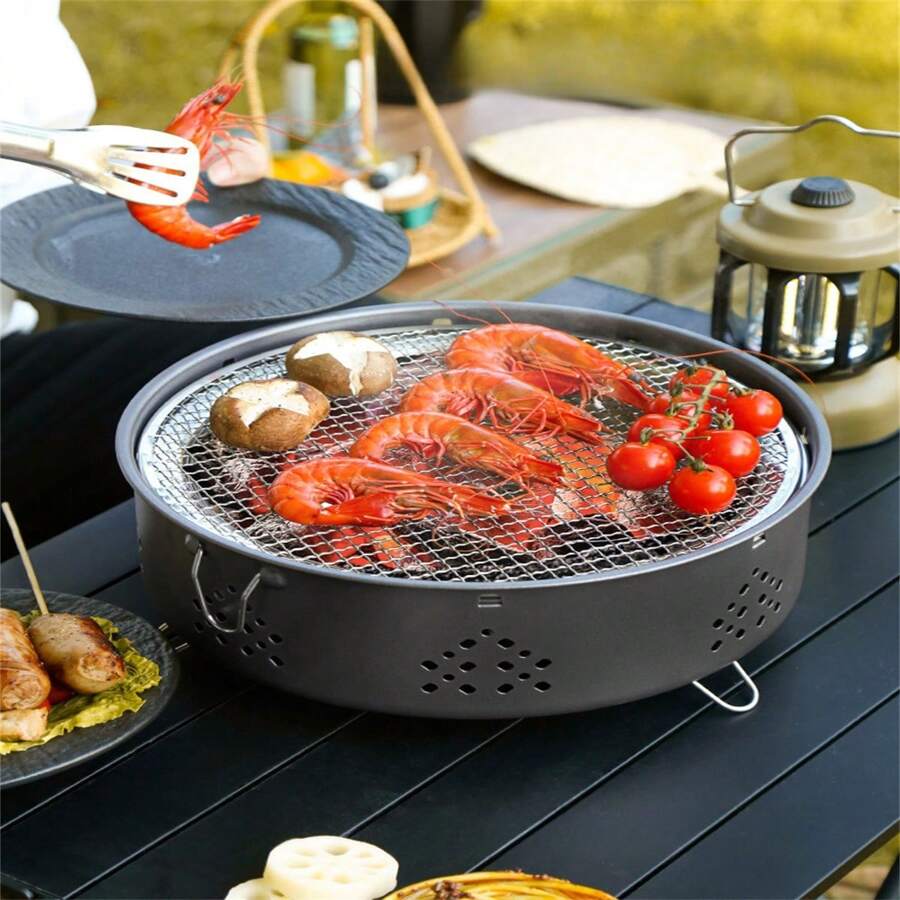 Bärbar Kol BBQ Grill För Hem Utomhuscamping , Rökfri , Inomhus Stekning Hylla För Kaffe Runt - ugn - Visa 1