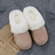 NineCiFun Men and women's home plush lining with suede upper, rubber sole slippers for warmth and comfort, thick sole indoor and outdoor slippers - 卡其色 - 查看 6
