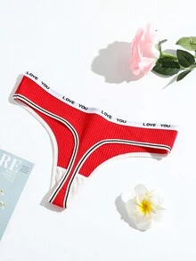 4 件/套女式透氣性感 T 背內褲,彈性三角內褲,提臀設計 - 彩色 - 查看 5