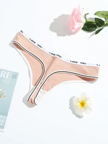 4 件/套女式透氣性感 T 背內褲,彈性三角內褲,提臀設計 - 彩色 - 查看 3