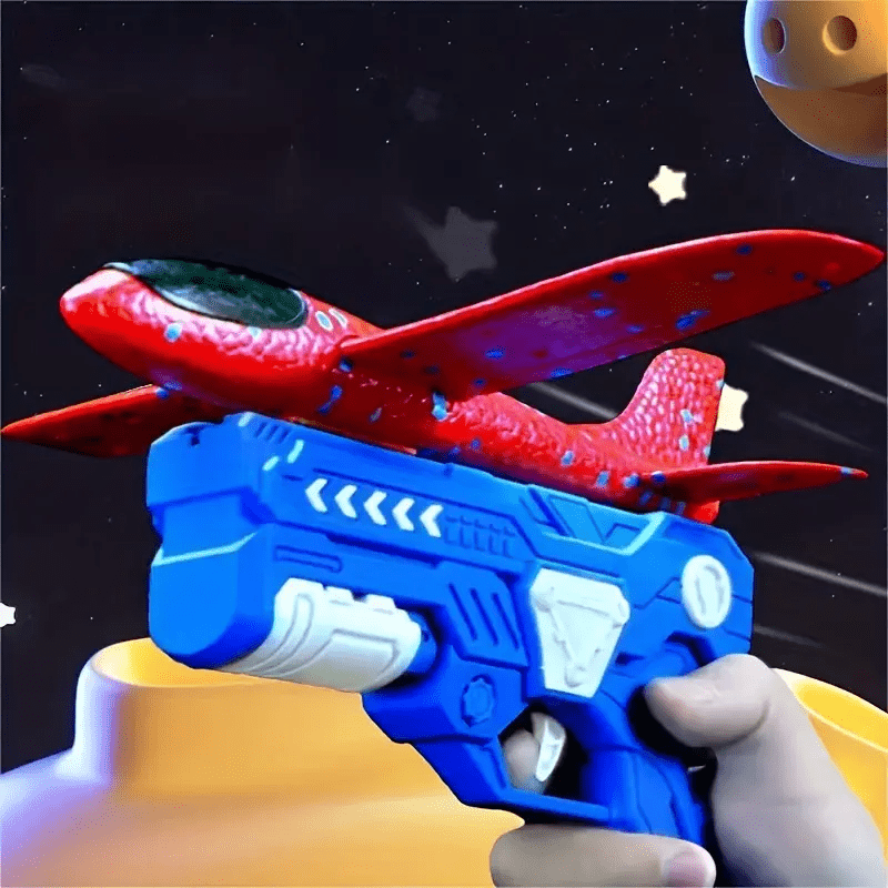 1pc Foam Airplane Launcher Toy, 1520m Flying Distance, Random Color