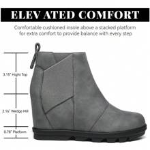 Women'S Wedge Boots Comfortable Ankle Wedge Booties - Xám - Xem 2