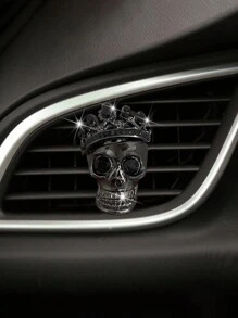 1個黑色復古金屬汽車通風口夾裝飾帶有鑲嵌水晶頭骨設計的汽車香水 - 黑色 - 查看 10