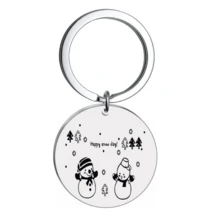 1pc women snowman Merry Christmas Keychain Cute Metal Reindeer Santa Key Ring Purse Bag Backpack Car Key Charm Family Members Friends Christmas Gift - Army Green - View 1