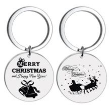 1pc women snowman Merry Christmas Keychain Cute Metal Reindeer Santa Key Ring Purse Bag Backpack Car Key Charm Family Members Friends Christmas Gift - Army Green - View 4