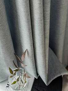 1pc Modern And Simple Style Japanese Living Room Solid Color Semi-Shading Heat-Insulating And Dustproof Curtain - Grey - View 3