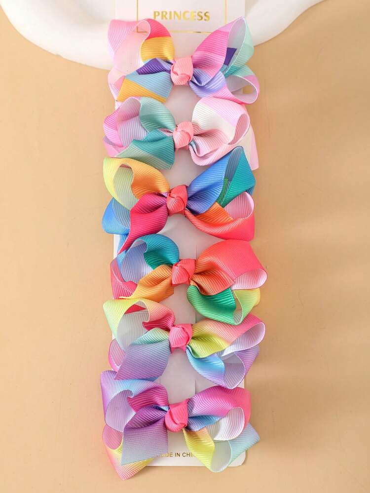 6 Piezas/tarjeta Horquillas De Accesorios Para El Cabello En Degradado De Colores Para Niñas, Adecuadas Para Uso Diario Y Escolar - Multicolor - Añade 1