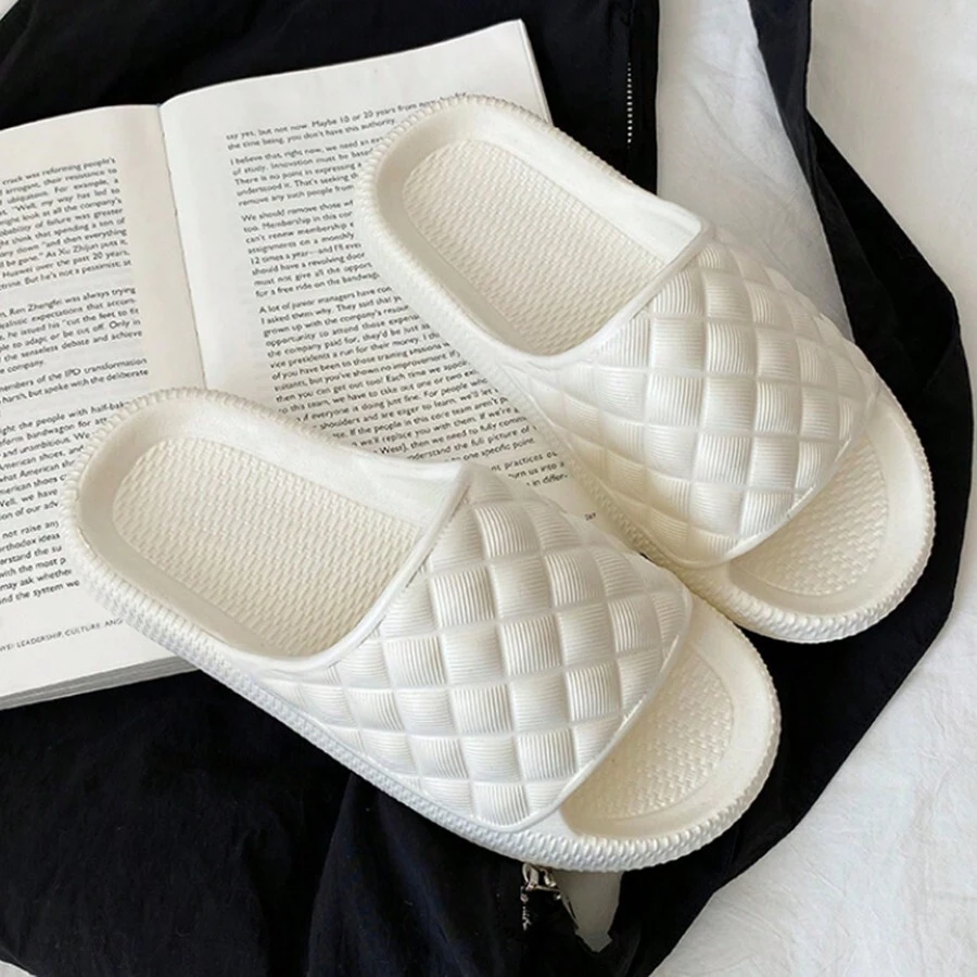 情侶季節性簡約拖鞋,白色eva防滑浴室家居拖鞋,男女適用 - 白色 - 查看 1