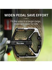 Pedales de Bicicleta de Carretera/MTB - Pedales de Bicicleta de aleación de Aluminio - Pedal de Bicicleta de montaña con Clavos Antideslizantes extraíbles - Negro - Ver 5