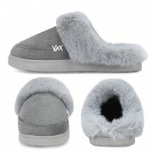 NineCiFun Men and women's home plush lining with suede upper, rubber sole slippers for warmth and comfort, thick sole indoor and outdoor slippers - 灰色 - 查看 3
