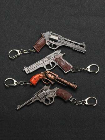 1入迷你金屬手槍仿製鑰匙扣,男士汽車裝飾