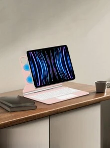 Folio 键盘保护套适用于 iPad Pro 11 英寸 4 3 2 Air 5 12.9 6 10 代平板电脑智能妙控键盘保护套磁性背光 - 粉紅色[英語] - 查看 2