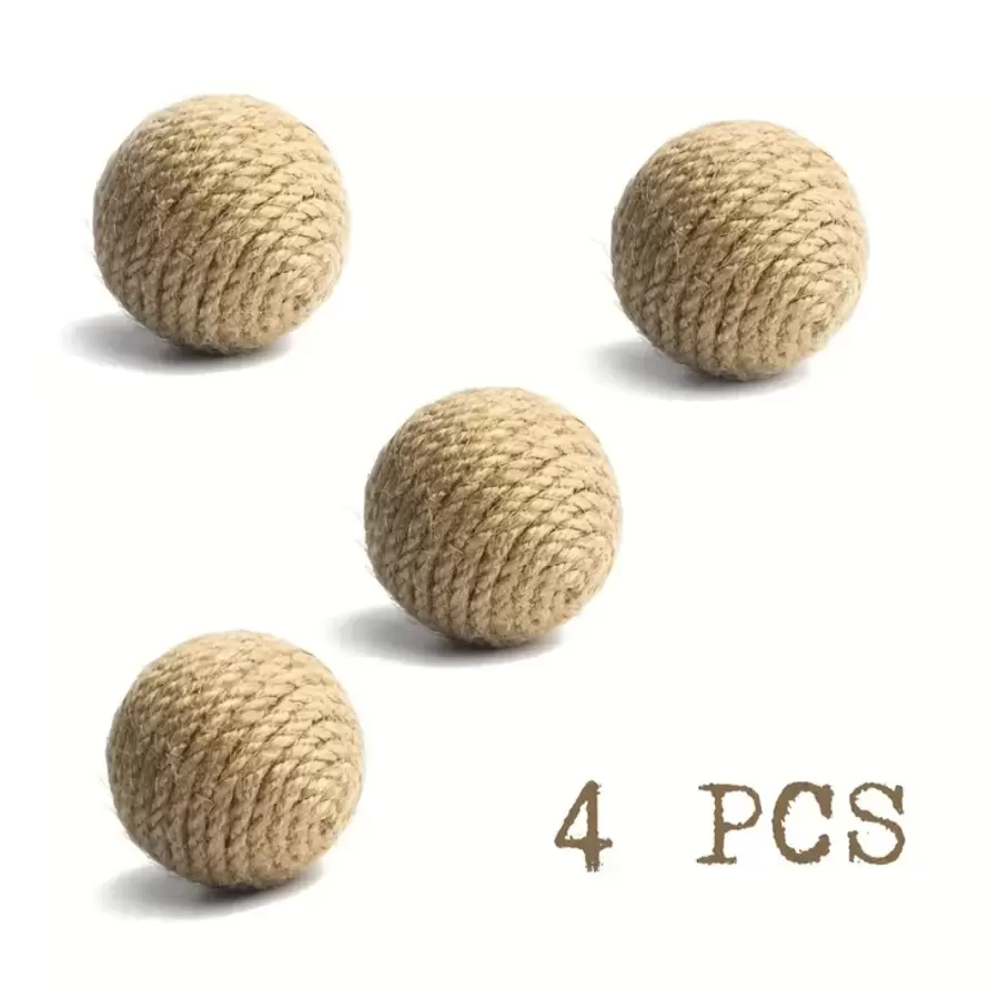 2/4/6 pièces Boules d'herbe de sisal naturel et jouets de poursuite, jouets faits main pour chats d'intérieur