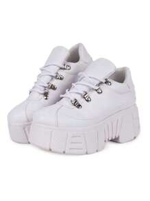 Tenis De Dama Moda Blanco Plataforma - Blanco - Ver 1
