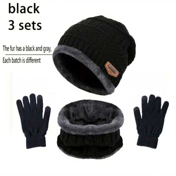 Conjunto De 2 Piezas + 1 Par De Gorro De Invierno De Terciopelo Cálido, Bufanda Y Guantes Para Niños Y Niñas, Sombrero De Montar Al Aire Libre, Gorro, Protección De Cuello, Bufanda