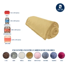 Cobija Individual De Cama Frazada Para Dormir Cobertor Decorativo Ultra Suave Premium Colores Lisos - Beis - Ver 5