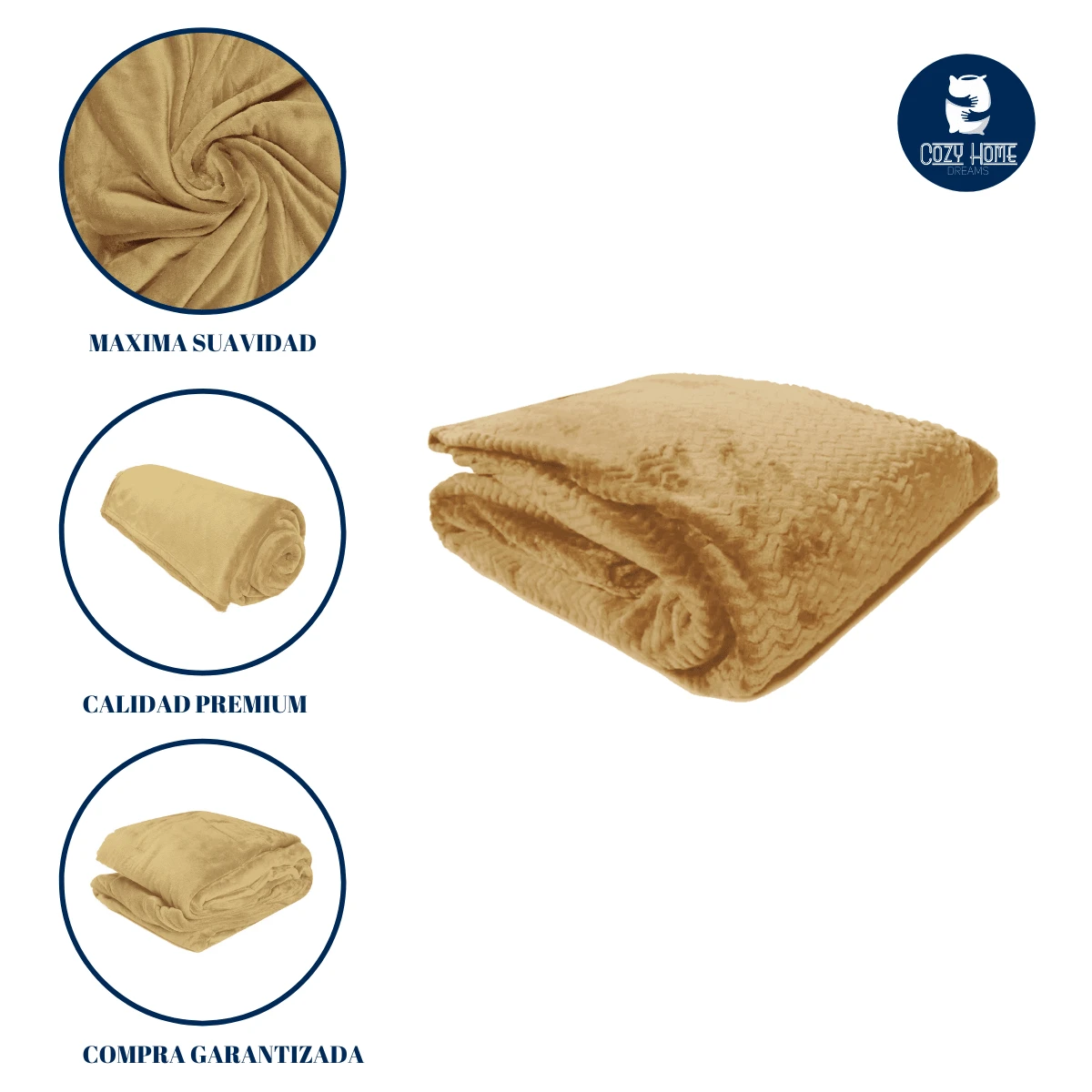Cobija Individual De Cama Frazada Para Dormir Cobertor Decorativo Ultra Suave Premium Colores Lisos - Beis - Ver 1