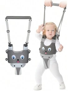 Baby Walking Harness With Cartoon Penguin, Chick, Dog For Infants 7-24 Months, Toddler Walking Assistant, Harness For Kids Learning To Walk, With Handle And Backpack - Grey - View 2