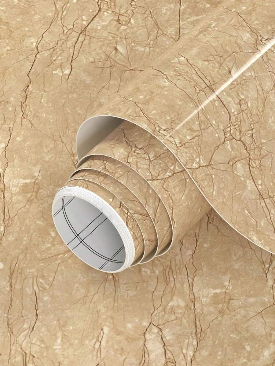 1入組黃色大理石紋接觸紙光面大理石壁紙剝離和黏貼防水自粘可拆卸的乙烯基牆紙,適用於廚房檯面櫥櫃桌子書架浴室 - 黃色 - 查看 1