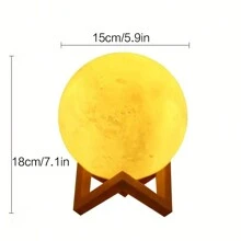 1個3d月球燈夜燈,具備16種顏色,附有木質底座,遠程/觸控控制和usb充電,適合送給女士、女孩、男孩、媽媽和女友的生日禮物