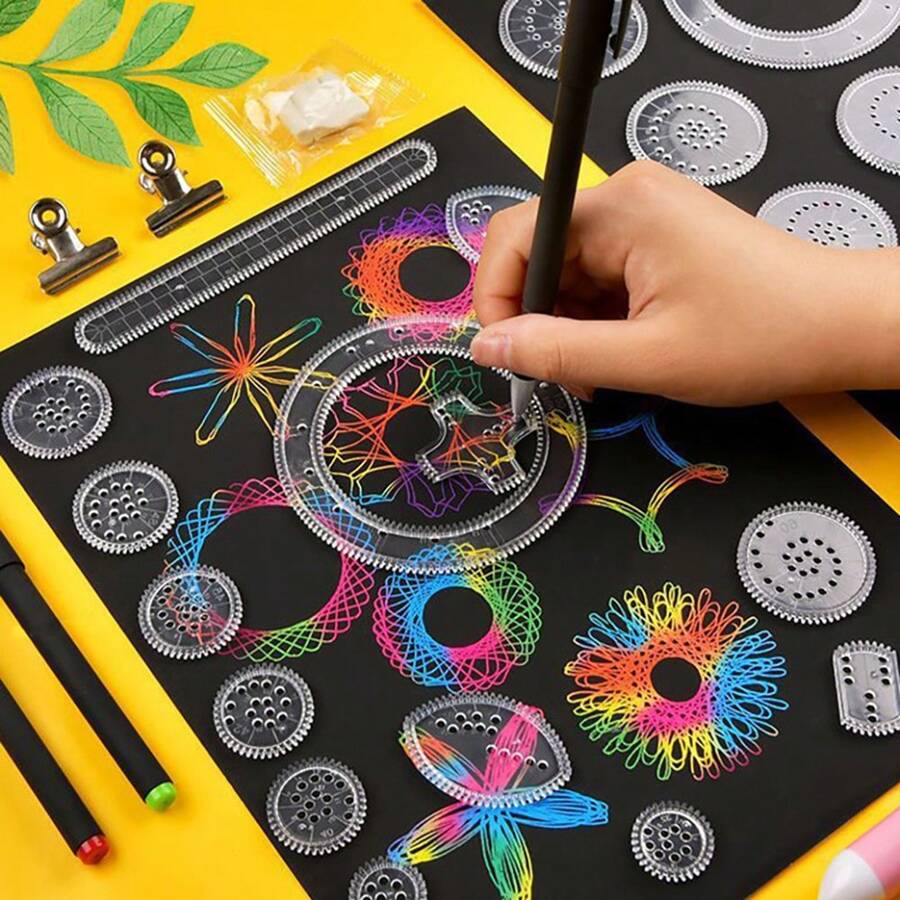 22pcs/Pack Magic Ruler Set For Children Drawing And Painting With Various Stencil Templates,Back To School,School Supplies - White - View 1