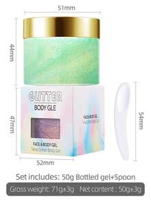 2入組(1瓶發光凝膠+1個勺子),夜光凝膠適用於身體/臉部/頭髮,萬聖/聖誕派對化妝與自黏式霓虹燈,發光紫色 - 幻彩紫色 - 查看 4