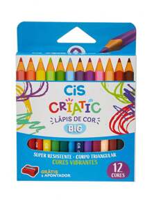 Lapis de Cor Jumbo Big com 12 cores Cis Criatic Triangular - Multicolorido - Visão 2