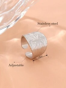 Stainless Steel Ring Elegant Vintage Geometric Open Adjustable Ring Fashion Women's Jewelry For Party Gift - Silver - View 7