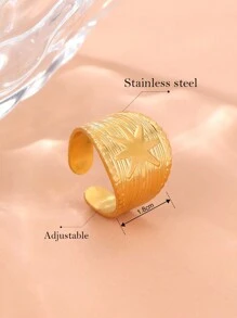 Stainless Steel Ring Elegant Vintage Geometric Open Adjustable Ring Fashion Women's Jewelry For Party Gift - Silver - View 6