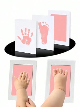 1set/Pc Reusable Baby Footprint And Handprint Inkpad, Newborn Ink Pad For Baby Shower, Growth Memory Recording(Random Color) Baby Shower Family Decorations Gifts Baby Shower Easter Gifts Things For Girls/Boys