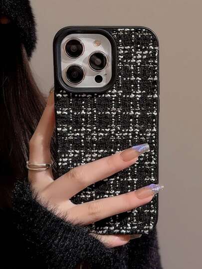 Vintage 1pc GUCADI Plaid Fleece Phone Case, Compatible With Apple IPhone 16/15/14/13/12/11 Series, Autumn/Winter