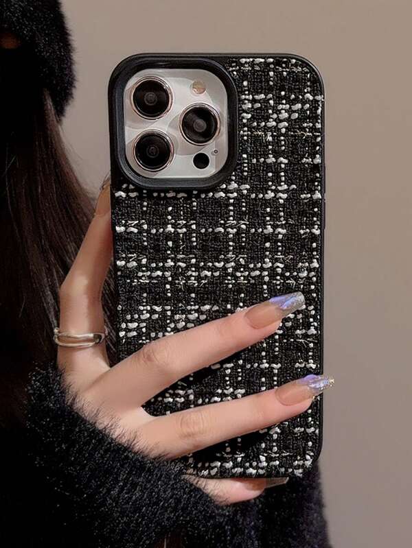 Vintage 1pc GUCADI Plaid Fleece Phone Case, Compatible With Apple IPhone 16/15/14/13/12/11 Series, Autumn/Winter