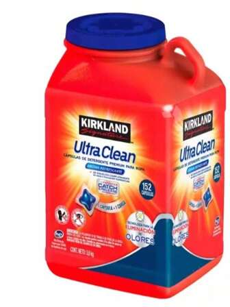  MARVAL TECH - Kirkland Signature Detergente Liquido Para Ropa Blanca y de Color Para Lavadora Biodegradable Con 152 Capsulas Ultra Clean Laundry Pacs, 127 Onzas 152 Caps
