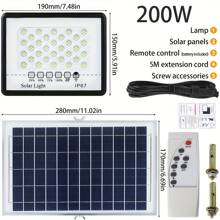 1入組led太陽能戶外洪水燈,100w/200w花園太陽能燈,ip67防水,照射緊急牆燈