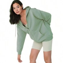 Sudaderas Dama Con Cierre Y Capucha Hoodie Mujer Básico Moda - Verde - Ver 2