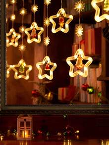 Cascada De Luces En Forma De Estrellas Con Adornos Navideños 3 Metros Led Amarillo/Calida. - Amarillo - Ver 6