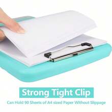 1pc Clipboard With Storage, A4 Loose Leaf Clip With Pen Holder For Care, Heavy-Duty Storage Clipboard With Thin Clip, Clipboard Folder With Side Opening, Smooth Writing Clipboard For Both Men And Women, Essential For Office Workers(Mint Green),Back To School,School Supplies