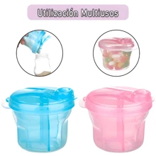 ANTSAY Dispensador de Fórmula para Bebe, Contenedores para Bebe Dosificador, Recipientes de Comida, Baby Formula Container for Travel, Portátil Antiderrame Contenedores, Caja Giratoria de Tres, Fácil de Alimentar - Rosa - Ver 5